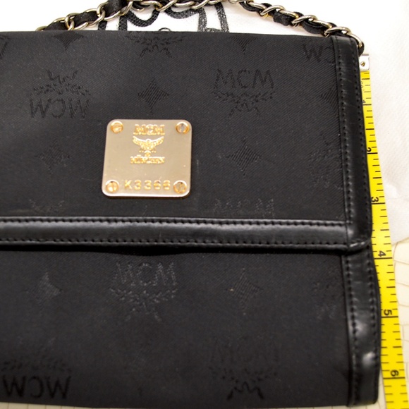 MCM Visetos Mini Flap Chain Crossbody Black Canvas Leather Bag. (Pre-Loved). - Picture 10 of 10